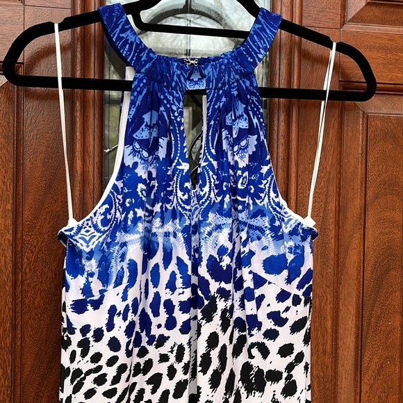 Cache Blue, Off White and Black Animal and Paisley Print Halter Maxi Dress Sz S - Picture 7 of 17